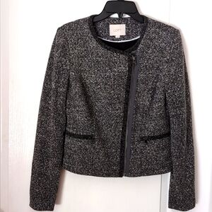 LOFT Ann Taylor Gray Side Zip Moto Style Knit Jacket. Size 2